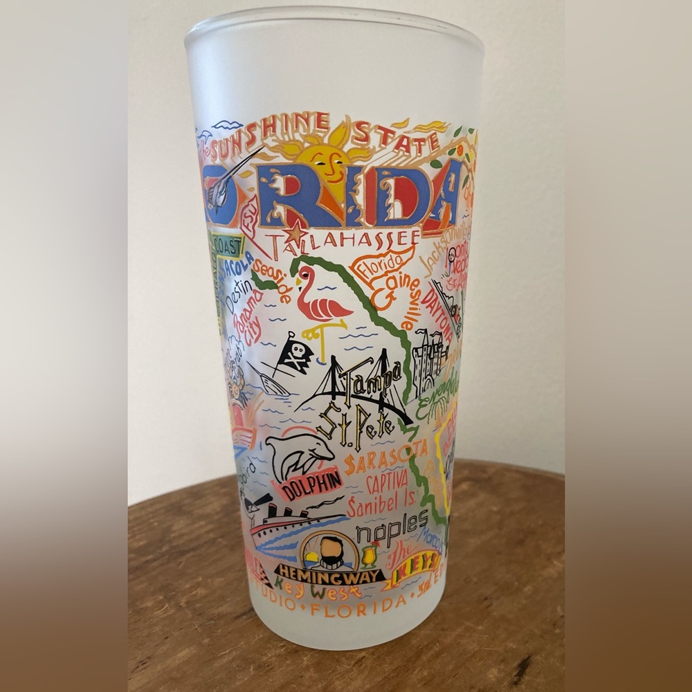 Cat Studio 15 oz colorful state-themed frosted glasses set of 3 - Picture 3 of 12